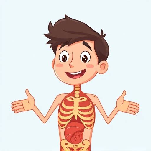 An informative animated explainer video depicting a simplified explanation of human anatomy, designed for educational purposes in a friendly manner.
